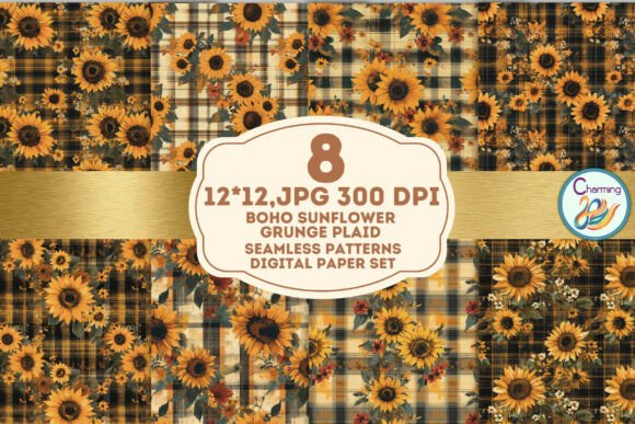 Boho Sunflower Plaid: Your Go-To for Warm, Inviting Designs