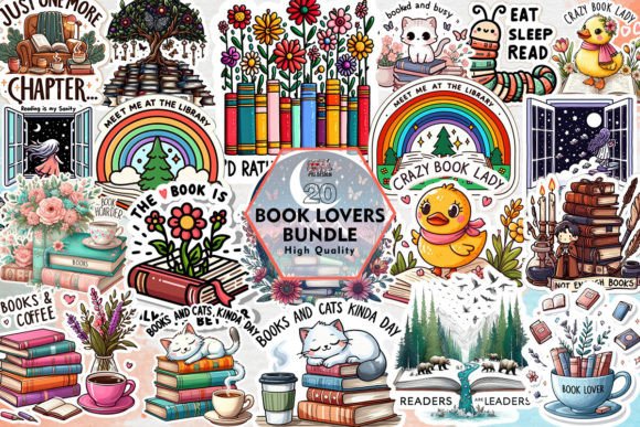Book Lovers Bundle Sublimation Clipart: Your Go-To Design Toolkit