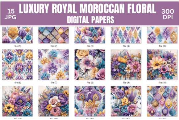 Elevate Your Projects with Luxury Moroccan Floral Digital Paper