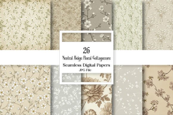 Embracing Neutral Beige Floral Cottagecore Pattern