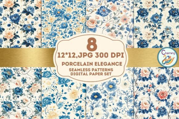 Porcelain Elegance: Elevate Your Designs with This Pattern Set