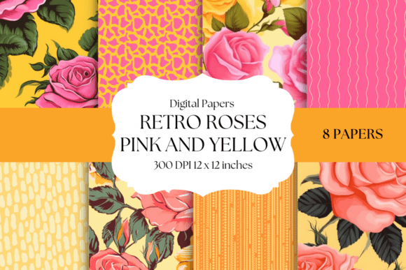 Revive Retro Charm with Pink and Yellow Rose Backgrounds