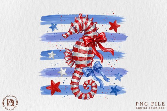 Rustic American Seahorse PNG: A Nautical Twist on Coastal Charm