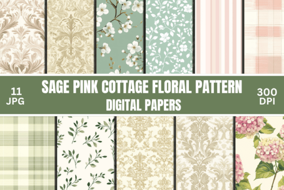 Timeless Charm: The Sage Pink Cottage Floral Digital Pattern
