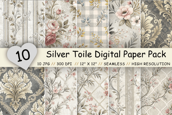 Timeless Charm: Using the Silver Toile Digital Paper Pack