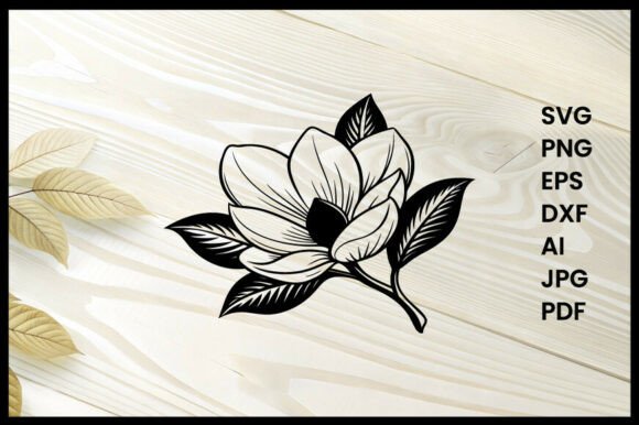 Timeless Elegance: The Magnolia Flower Silhouette Illustration