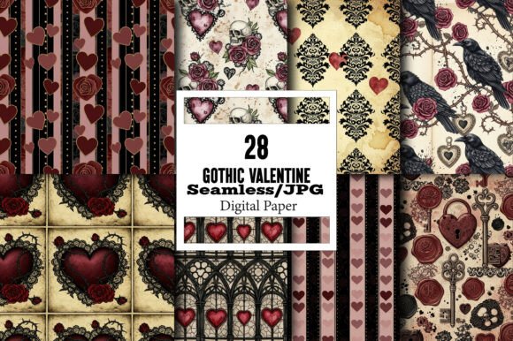Unleash Dark Romance: The Gothic Valentine Seamless Pattern