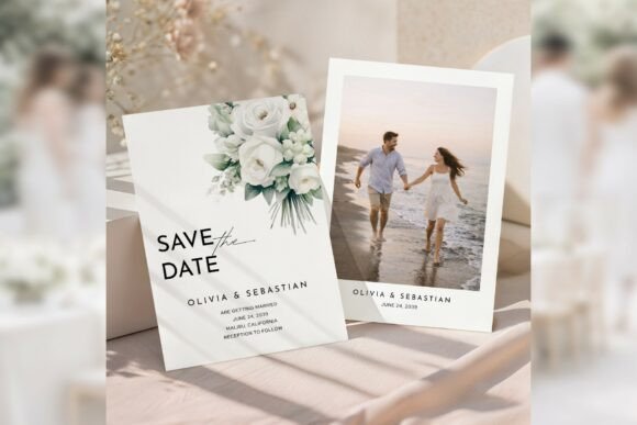 White Floral Save the Date Canva Bd012: Effortless Elegance