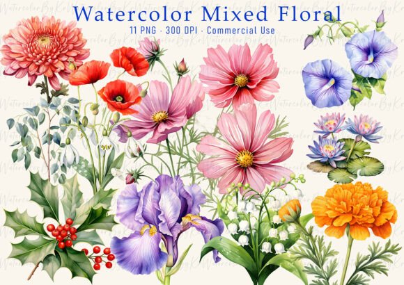 Wildflower Watercolor Bundle Clipart: A Fresh Take on Floral Design